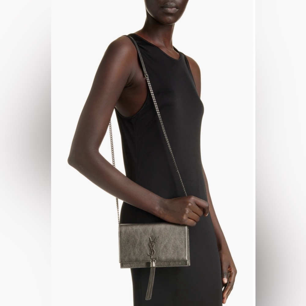 Yves Saint Laurent Cassandra Kate Silver Chain Shoulder Bag